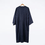 Women's Navy Floral Jacquard V-Neck Floor-Length Abaya