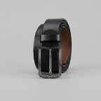 Men's Classic Black Leather Belt with black Buckle