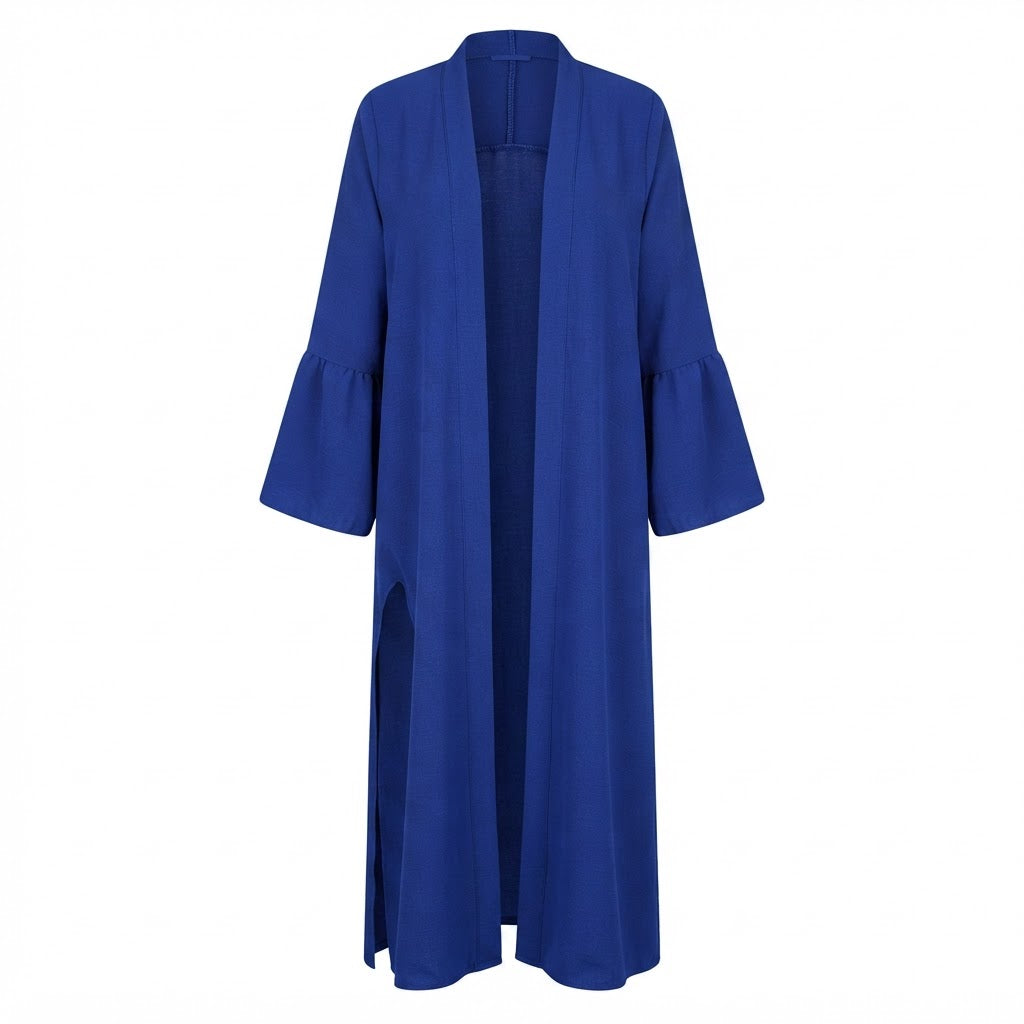 Women's Royal Blue Bell Sleeve Floor-Length Abaya
