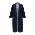 Women's Black Star Print Long Kimono Abaya Jacket