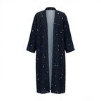 Women's Black Star Print Long Kimono Abaya Jacket