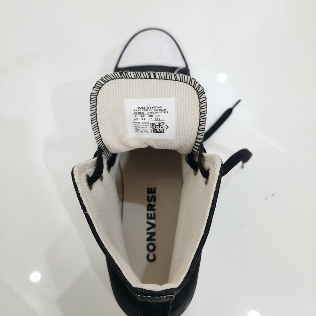 Converse Black Leather High Top Platform Sneakers