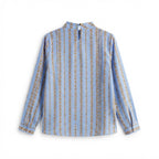 max Women's Light Blue Chain Print High-Neck Blouse