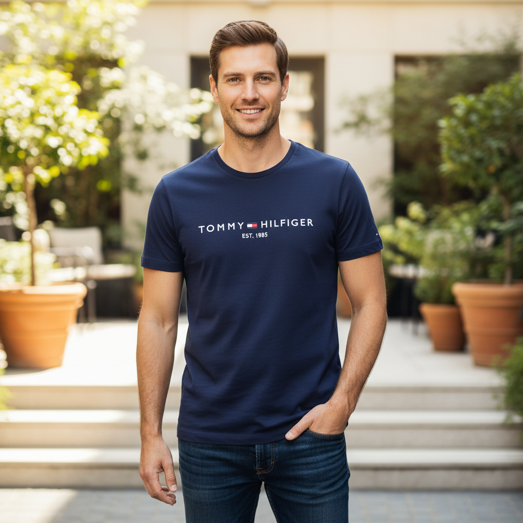 Tommy Hilfiger Men's Navy Organic Cotton Slim Fit T-Shirt