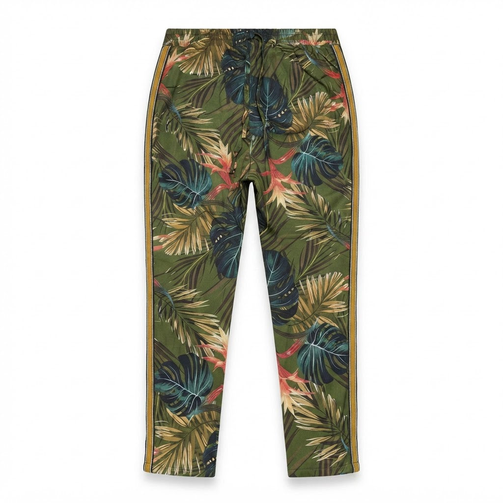 Women's Olive Green Tropical Print Trousers