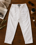 Bershka White Tailored Tapered Ankle-Length Trousers