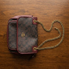 COACH NEW YORK Burgundy Monogram Coated Canvas Crossbody Bag