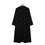 Women's Black Embroidered Modest Longline Abaya Robe