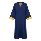 represent Navy Blue Floor-Length Abaya with Geometric Trim
