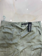 Boohoo Sage Green Satin Wide Leg High Waisted Trousers