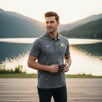 Nike Men's Grey Dri-Fit SF Logo Performance Polo Shirt