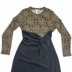 Women's Black & Gold Metallic Long Sleeve Maxi Dress