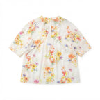 Women's White Floral Short Sleeve Relaxed Blouse