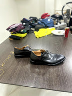 Men's Black Leather Cap-Toe Oxford Dress Shoes