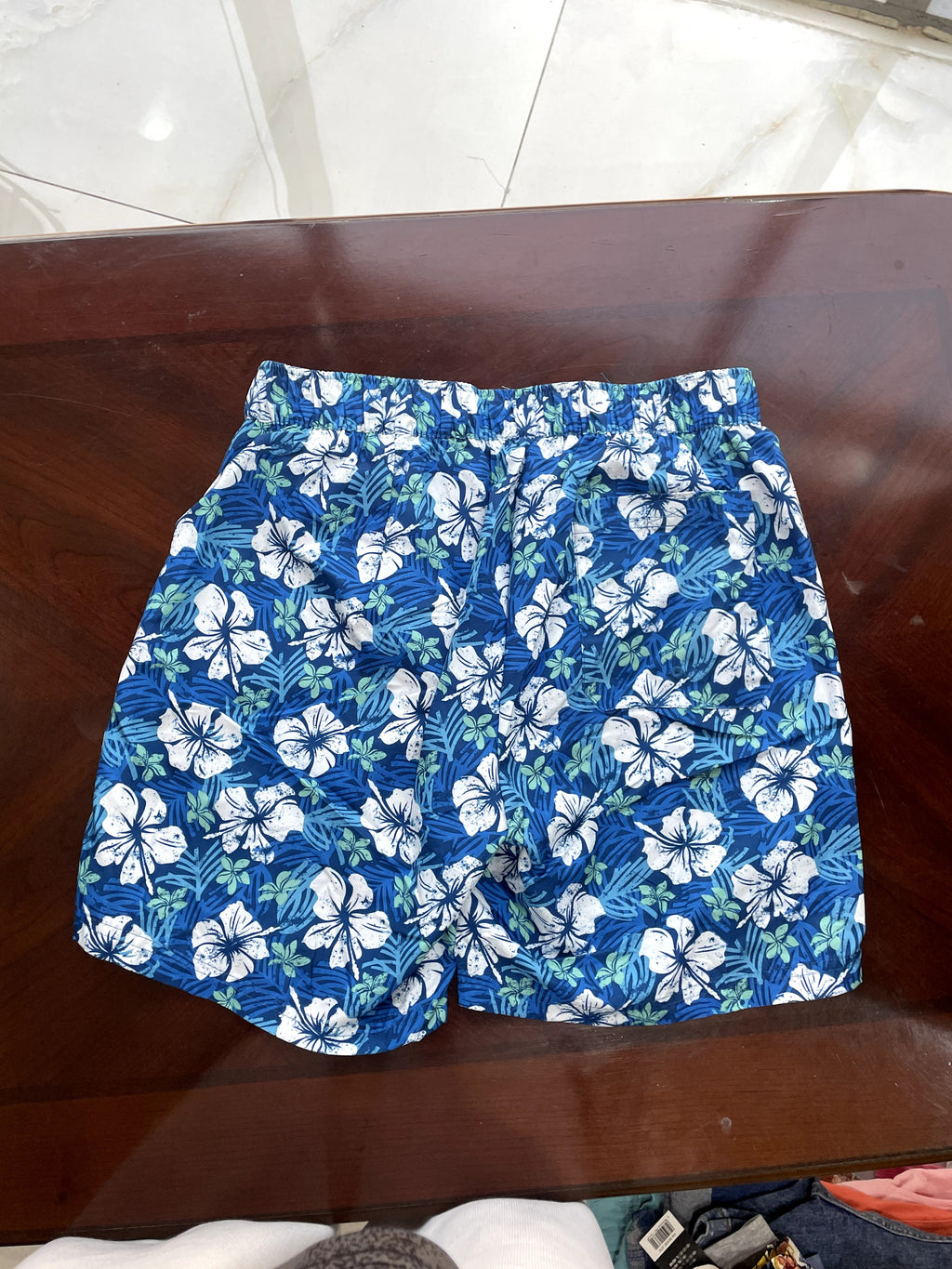 Cobalt Blue Tropical Floral Print Swim Shorts