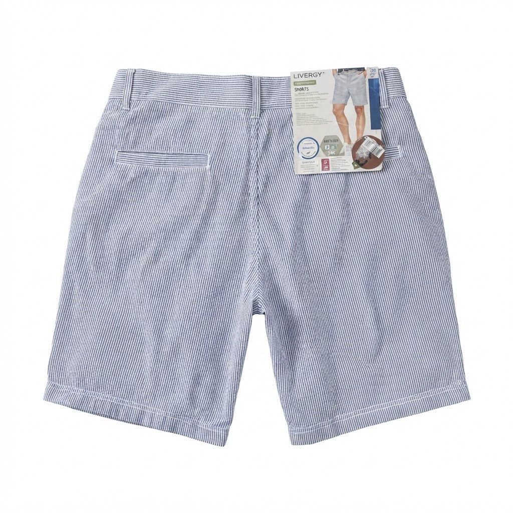 LIVERGY Men's Blue and blue Striped Tailored Shorts