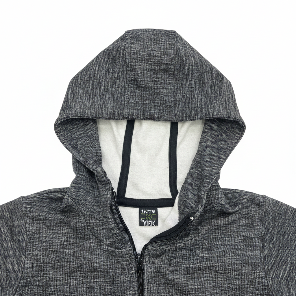 Men's Charcoal Heathered Full-Zip Fleece Hoodie Jacket