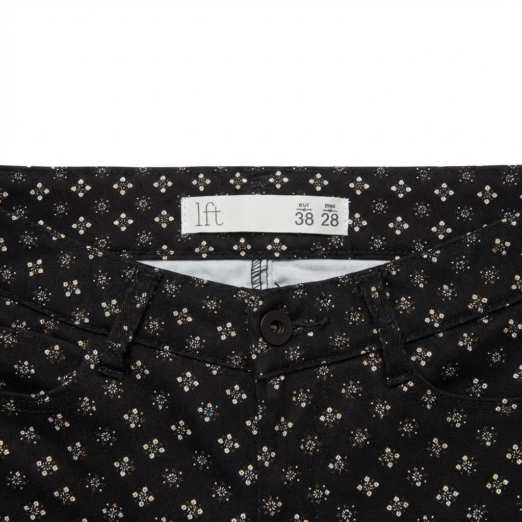 Women's Black & black Geometric Slim Fit Trousers