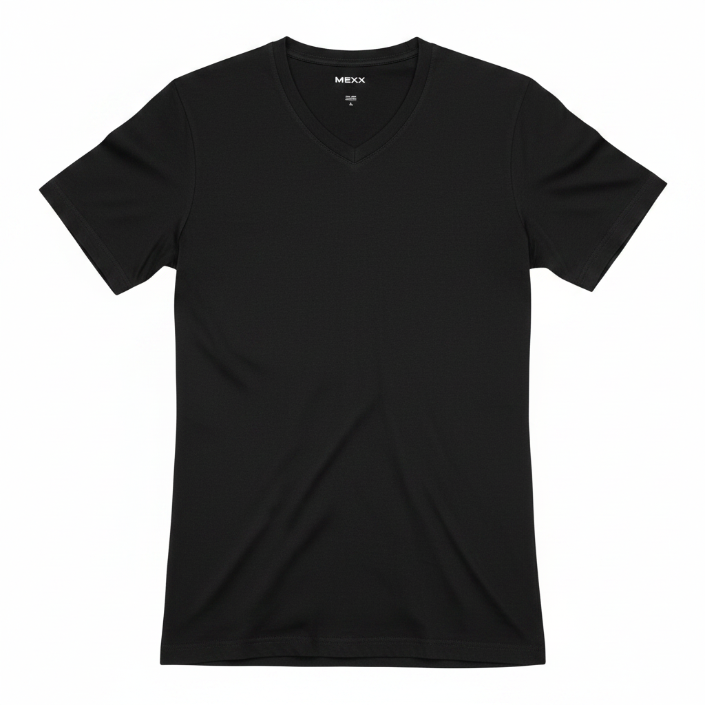 Mexx Men's Black V-Neck Cotton T-Shirt - Size Large