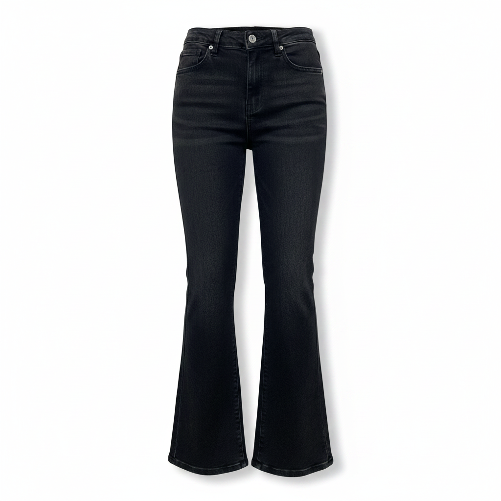 Women's High-Waisted Black Flared Denim Jeans