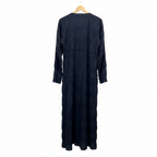 Women's Black Ruched Maxi Open-Front Robe