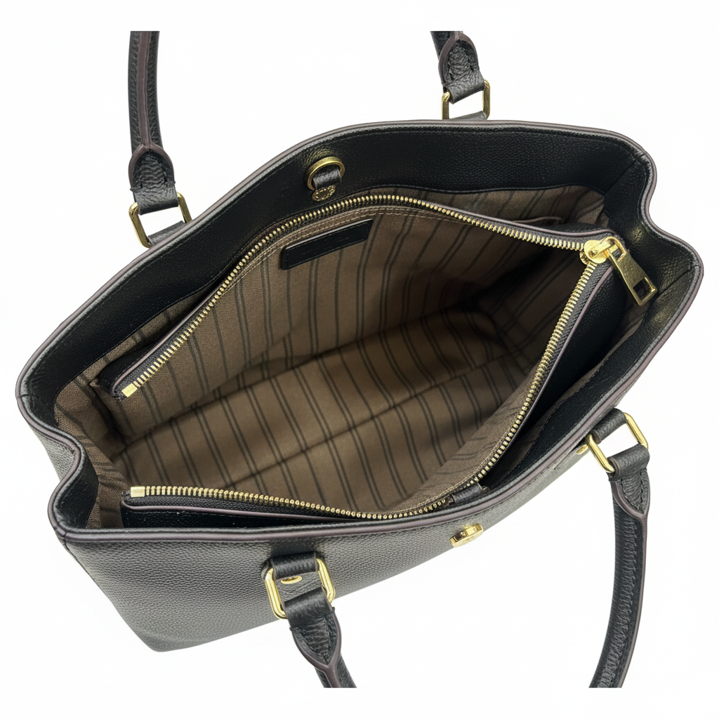 Louis Vuitton Women's Black Embossed Monogram Leather Tote B