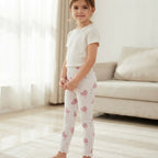 SHEIN White Ankle Leggings with Pink Kawaii Heart Print