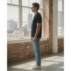 ONEYE Black ONEYE Graphic T-Shirt with Monochrome Pier Print