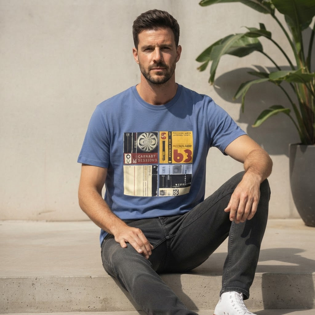 Ben Sherman Ben Sherman Slate Blue T-Shirt with Vintage Audi
