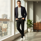 Men's Esmara Slim Fit Black Stretch Trousers - Size 38
