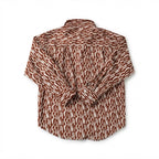 Women's Brown Abstract Dash Pattern Long Sleeve Shirt