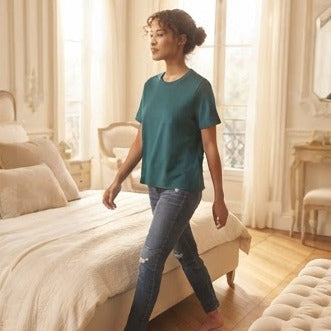 Deep Teal Relaxed Fit Boxy Crew Neck T-Shirt