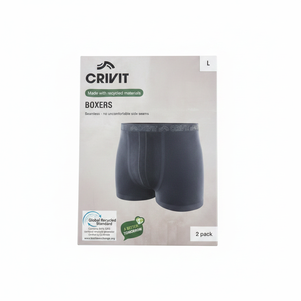 CRIVIT Men's Seamless Cotton Boxer Trunks - Charcoal