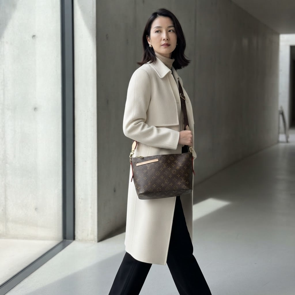 LOUIS VUITTON Monogram Coated Canvas Hobo Crossbody Bag