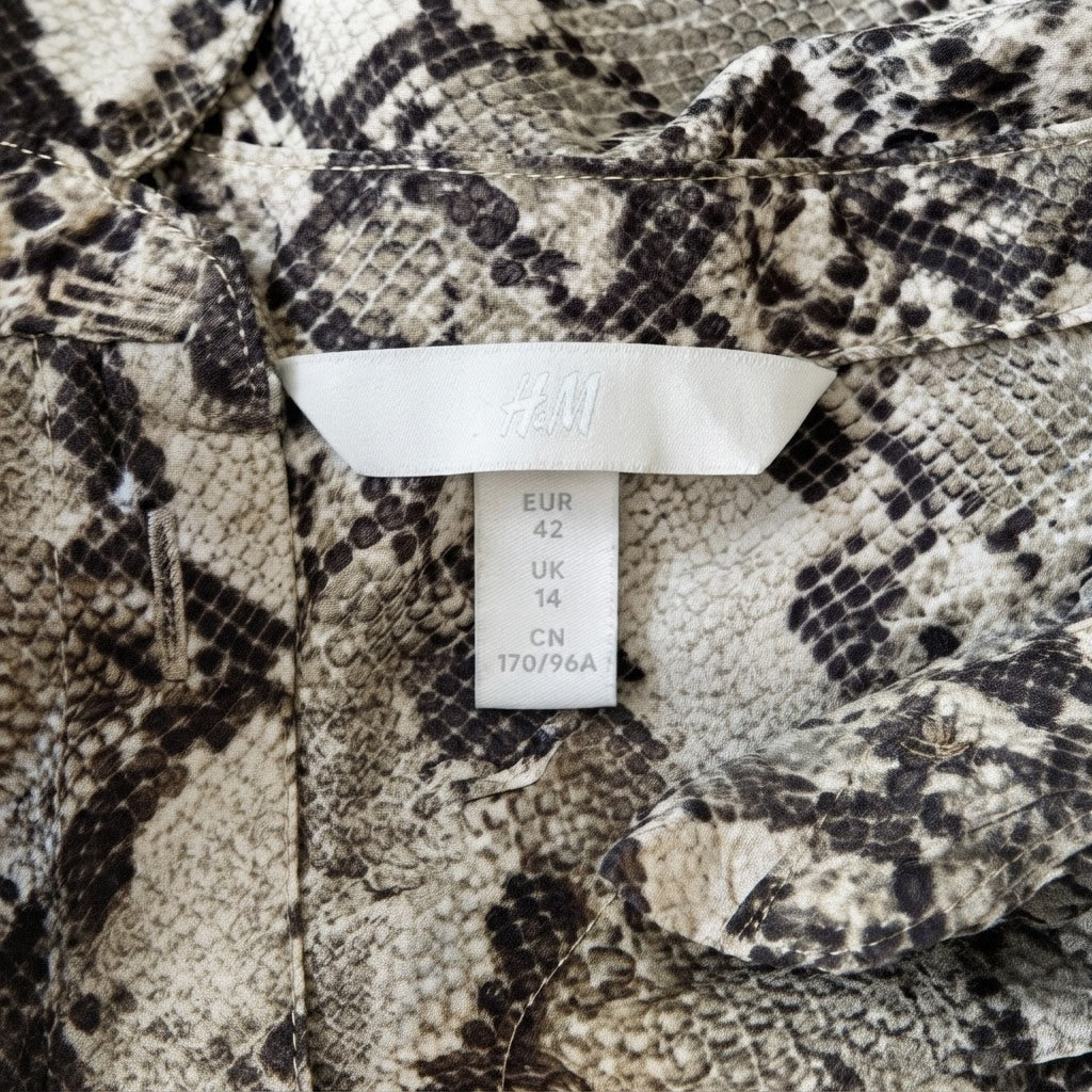 H&M Women's Grey Snakeskin Print Button-Down Blouse