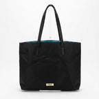 VERSACE parfums Large Black Nylon Shoulder Tote with Gold Pl