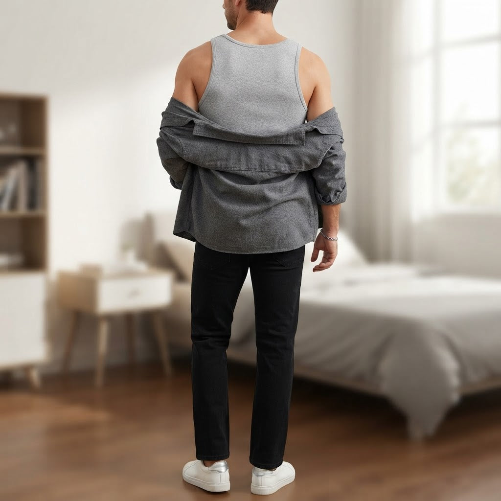 LIVERGY Men's Grey Classic Scoop Neck Tank Top