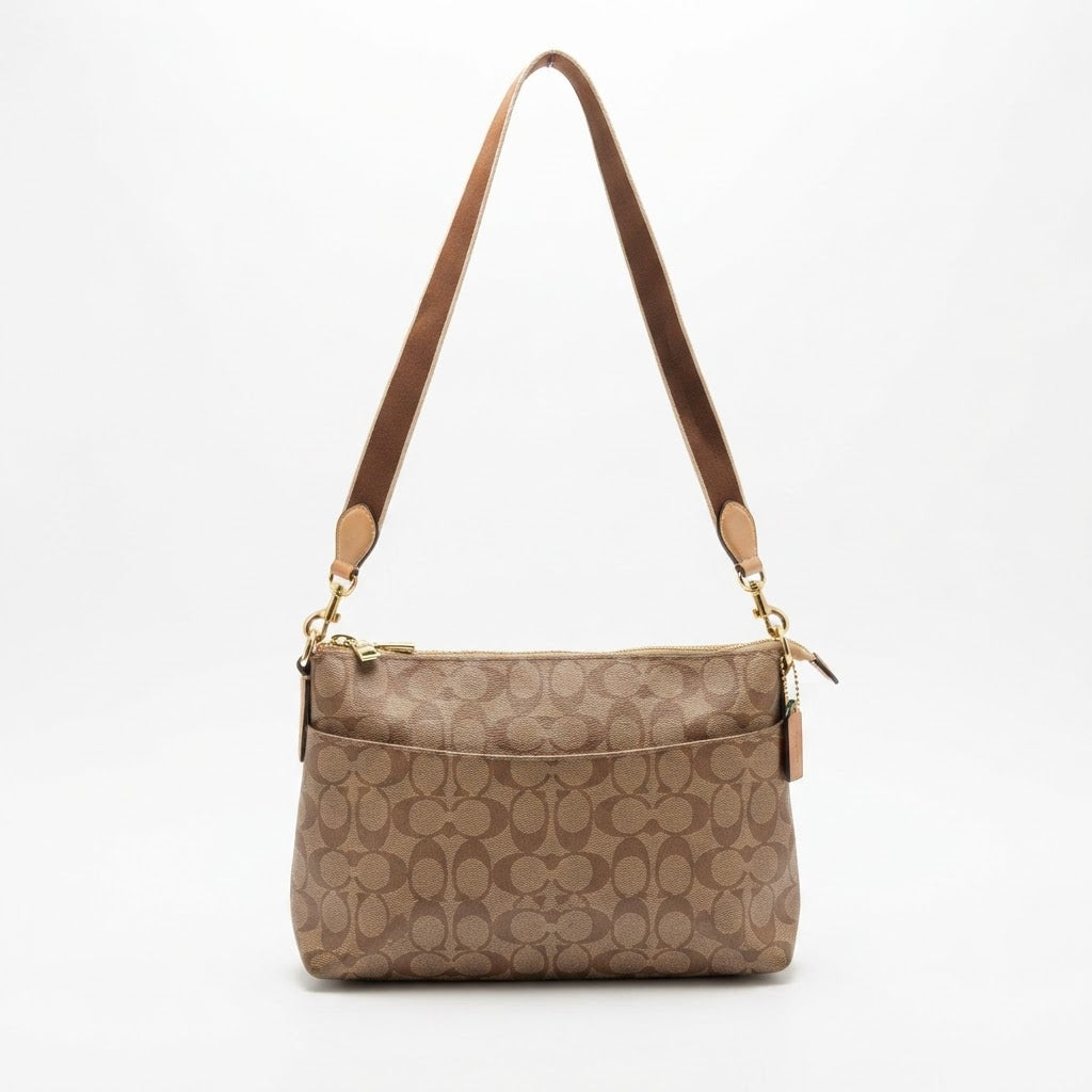 COACH Brown Monogram Coated Canvas Crossbody Bag