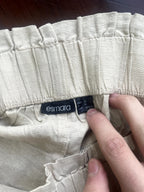 Sand Beige High-Waisted Linen-Blend Relaxed Shorts