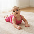SHEIN Hot Pink Ribbed Double Strap Baby Romper - Size 6-9M