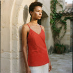 Women's Red Cotton Eyelet Cami Dress
