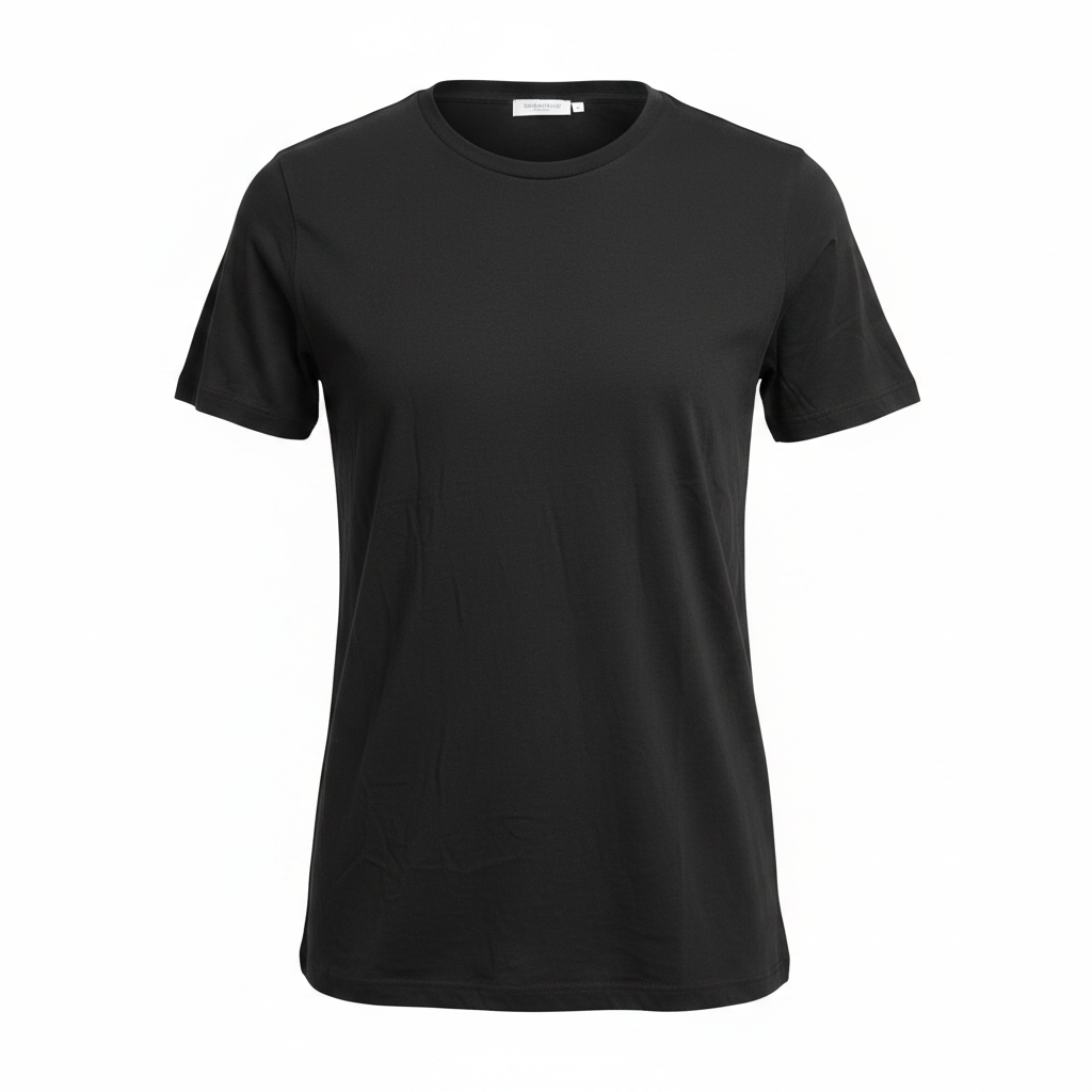 Kids H&M Basic Black Ribbed Crew Neck T-Shirt - Size M