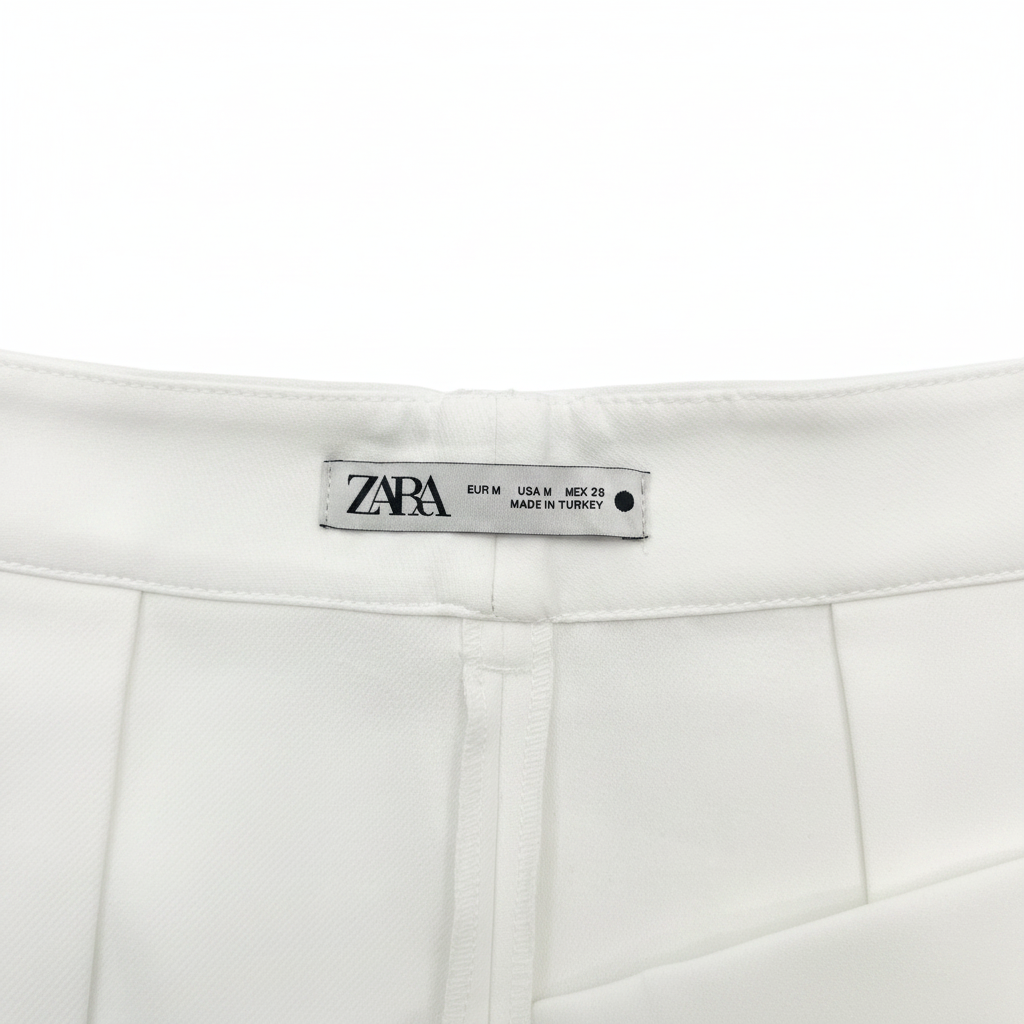 ZARA Women's White High-Waisted Wide-Leg Cropped Trousers