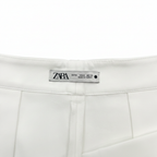 ZARA Women's White High-Waisted Wide-Leg Cropped Trousers