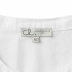 C&A Women's White Collarless Short Sleeve Linen Shirt