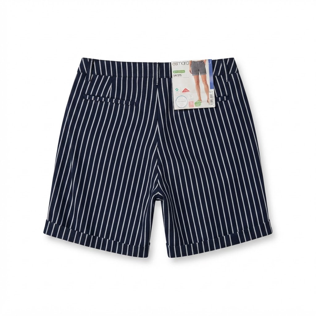 Women's Navy and White Striped Tailored Shorts