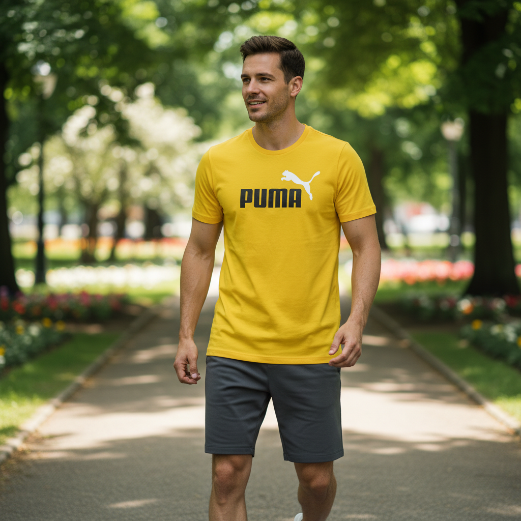 PUMA Women's Vibrant Yellow Graphic Relaxed T-Shirt