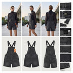 esmara Charcoal Grey Denim Short Overalls with Bib Pocket