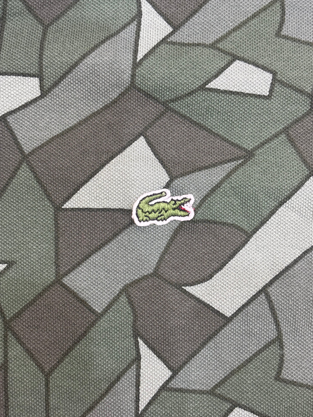 Lacoste Men's Green Geometric Slim Fit Polo Shirt