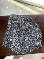 Navy Blue Floral Ditsy Mini Skirt with Elastic Waist